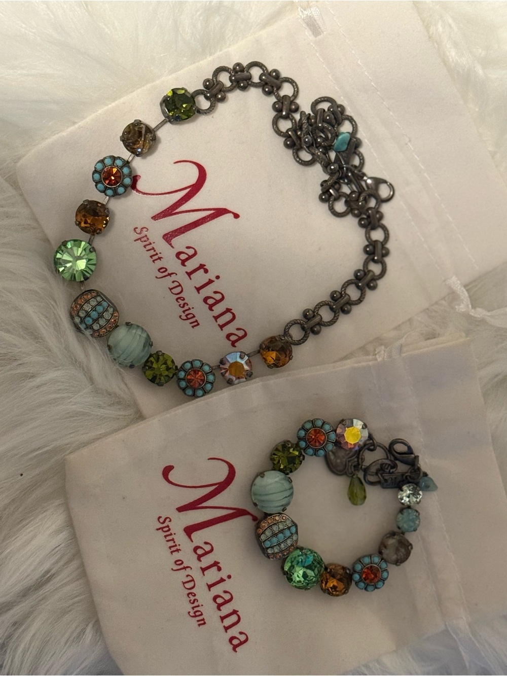 Mariana Green, Turquoise & Amber Crystal Necklace